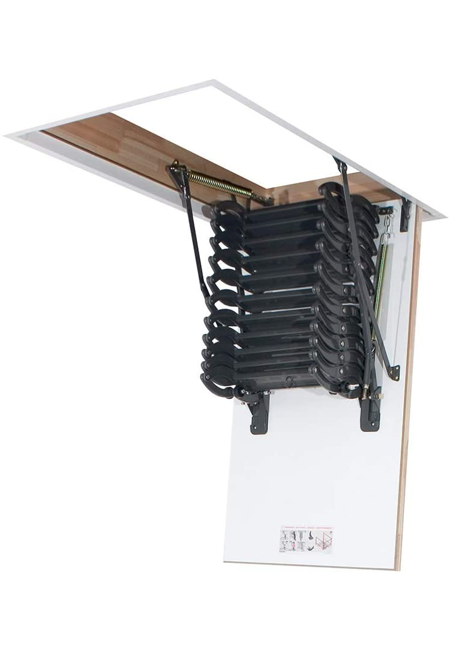 Escada de Metal Pantográfica para Sótão Fakro LST Aberta Dobrada